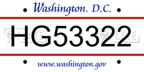 HG53322 District Of Columbia License Plate