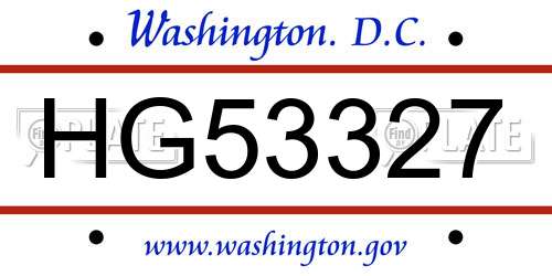 HG53327 District Of Columbia License Plate