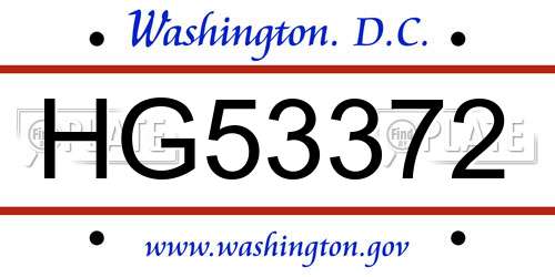 HG53372 District Of Columbia License Plate