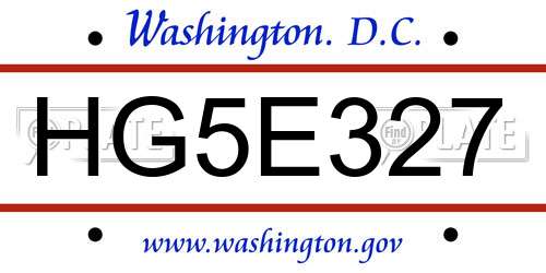 HG5E327 District Of Columbia License Plate