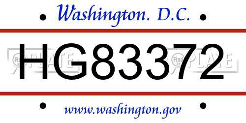HG83372 District Of Columbia License Plate