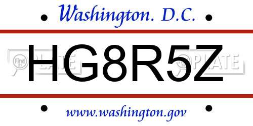 HG8R5Z District Of Columbia License Plate