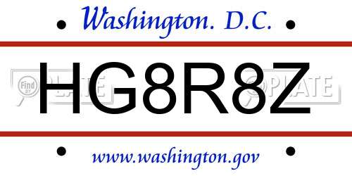 HG8R8Z District Of Columbia License Plate