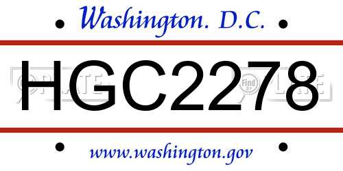 HGC2278 District Of Columbia License Plate