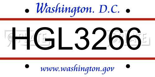 HGL3266 District Of Columbia License Plate