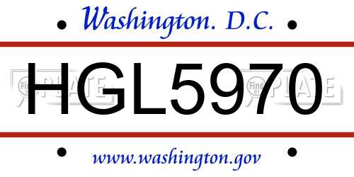 HGL5970 District Of Columbia License Plate