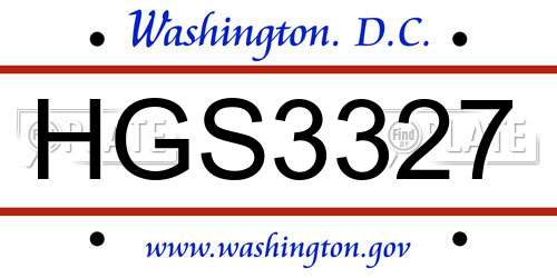 HGS3327 District Of Columbia License Plate