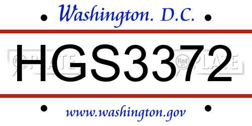 HGS3372 District Of Columbia License Plate