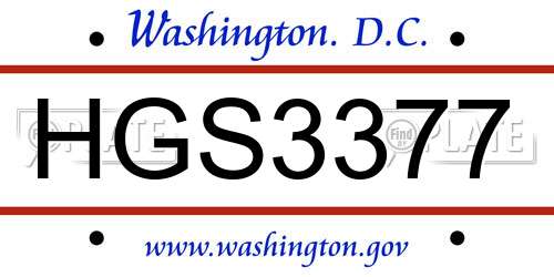 HGS3377 District Of Columbia License Plate