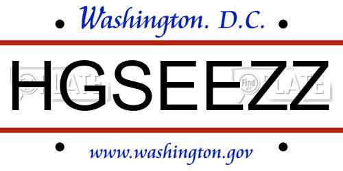 HGSEEZZ District Of Columbia License Plate