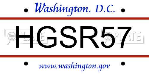 HGSR57 District Of Columbia License Plate