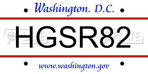 HGSR82 District Of Columbia License Plate