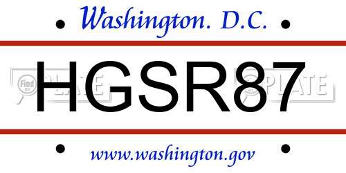 HGSR87 District Of Columbia License Plate