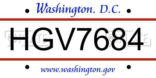 HGV7684 District Of Columbia License Plate