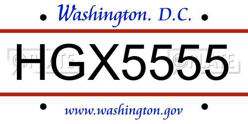 HGX5555 District Of Columbia License Plate