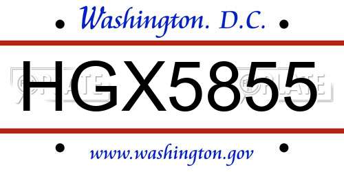 HGX5855 District Of Columbia License Plate