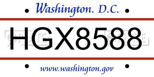 HGX8588 District Of Columbia License Plate