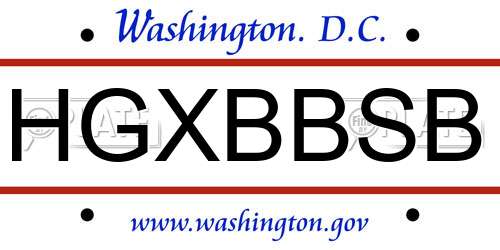 HGXBBSB District Of Columbia License Plate