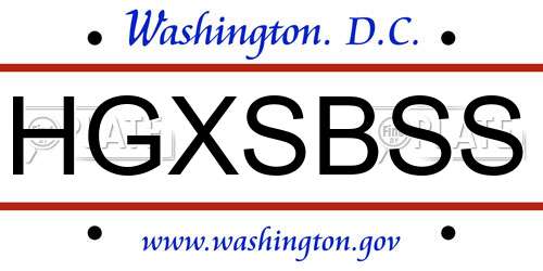 HGXSBSS District Of Columbia License Plate