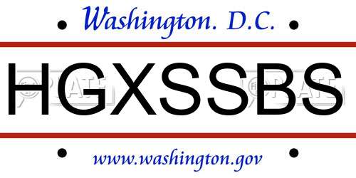 HGXSSBS District Of Columbia License Plate