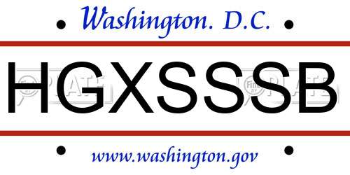 HGXSSSB District Of Columbia License Plate