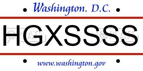 HGXSSSS District Of Columbia License Plate