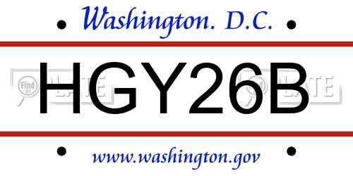HGY26B District Of Columbia License Plate
