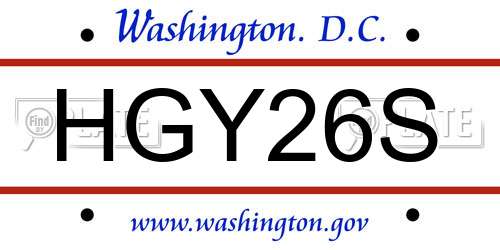 HGY26S District Of Columbia License Plate