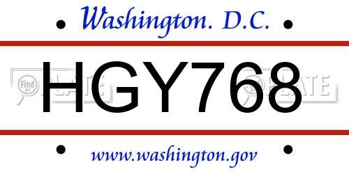 HGY768 District Of Columbia License Plate