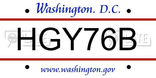 HGY76B District Of Columbia License Plate