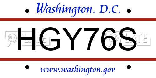 HGY76S District Of Columbia License Plate