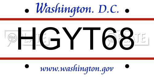 HGYT68 District Of Columbia License Plate