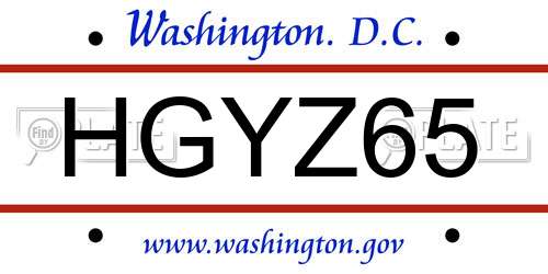 HGYZ65 District Of Columbia License Plate