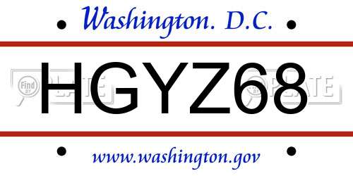 HGYZ68 District Of Columbia License Plate