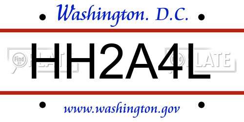 HH2A4L District Of Columbia License Plate