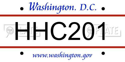 HHC201 District Of Columbia License Plate