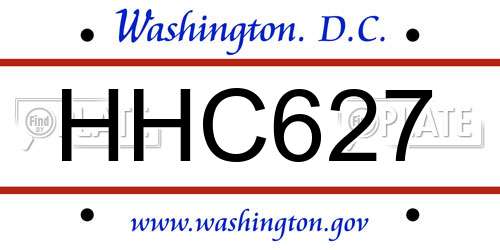 HHC627 District Of Columbia License Plate
