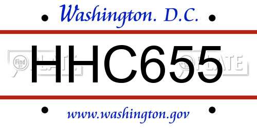 HHC655 District Of Columbia License Plate