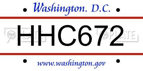 HHC672 District Of Columbia License Plate