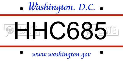 HHC685 District Of Columbia License Plate