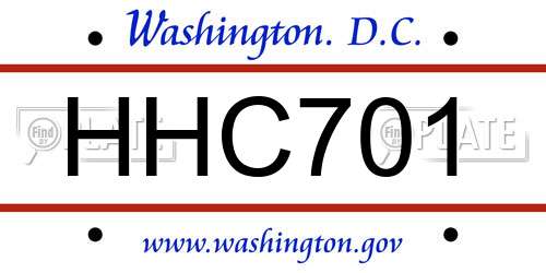 HHC701 District Of Columbia License Plate