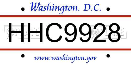 HHC9928 District Of Columbia License Plate