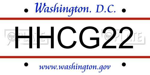 HHCG22 District Of Columbia License Plate