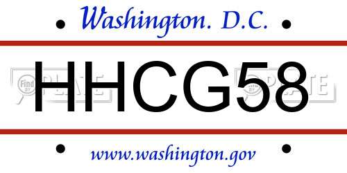 HHCG58 District Of Columbia License Plate