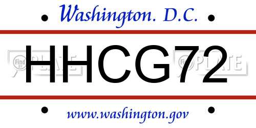 HHCG72 District Of Columbia License Plate