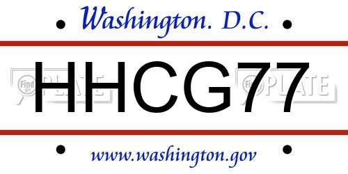 HHCG77 District Of Columbia License Plate