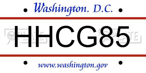 HHCG85 District Of Columbia License Plate