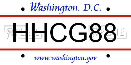 HHCG88 District Of Columbia License Plate