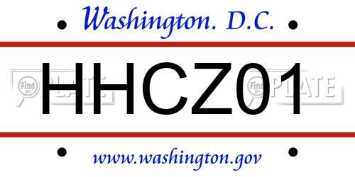 HHCZ01 District Of Columbia License Plate