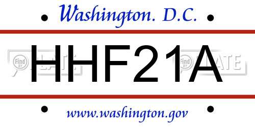 HHF21A District Of Columbia License Plate